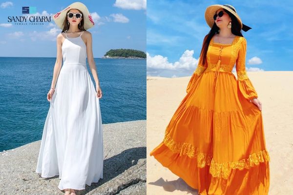 Váy Đi Biển Dành Cho Nàng Béo Bụng Bí Quyết Tự Tin Pose Dáng 4 Váy Maxi cho nàng béo bụng