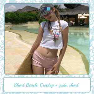 Short Beach Set: Croptop + Quần Short - Bộ đồ đi biển Sandy Charm