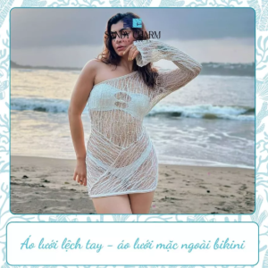 Áo lưới lệch tay khoác ngoài bikini - Áo lưới dệt kim - Sandy Charm