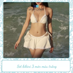 Bộ Bikini 3 Mảnh Dáng Váy Đi Biển - Set bikini 3 món