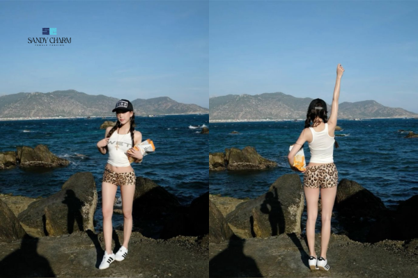 mix váy maxi và bikini đi biển