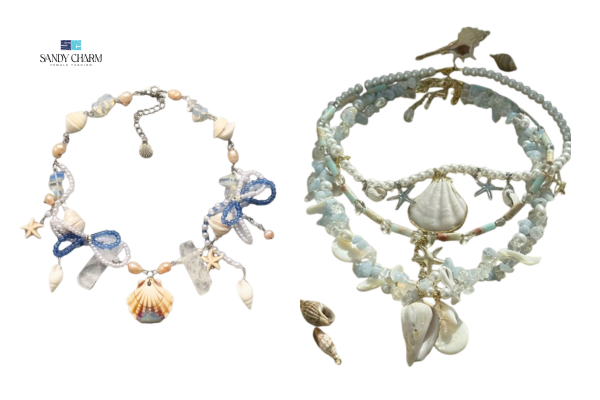 vòng cổ ngọc trai handmade đi biển